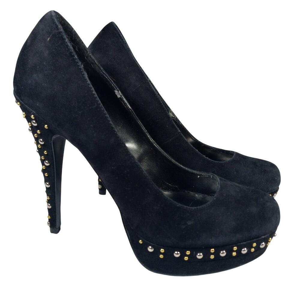 STEVE MADDEN! TRISTANO BLACK GENUINE SUEDE LEATHER MICRO STUDDED BOOTS! SZ 9M